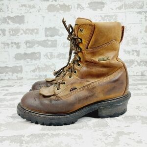 Justin Boots Brown Distressed Leather Gore-Tex Lace Up Ankle Boots E681